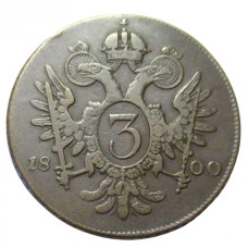 1800 3 krajcár E (3 kreuzer) - I. Ferenc - réz érme